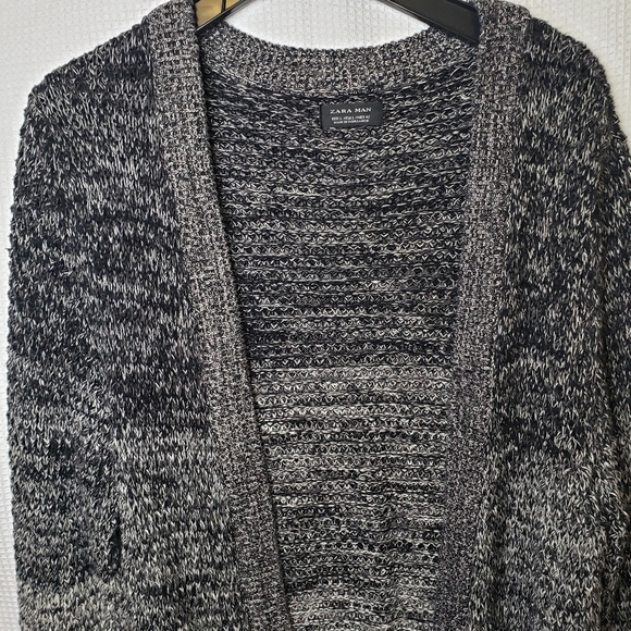 FANTASTIC Zara Men's Med/Lg LONG 100% Cotton Ombre Knit Cardigan Sweater Jacket - Picture 4 of 10